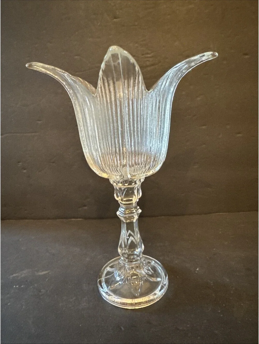 Glass Tulip Molded Candle Tea Light Holder Made in Portugal 7¾
